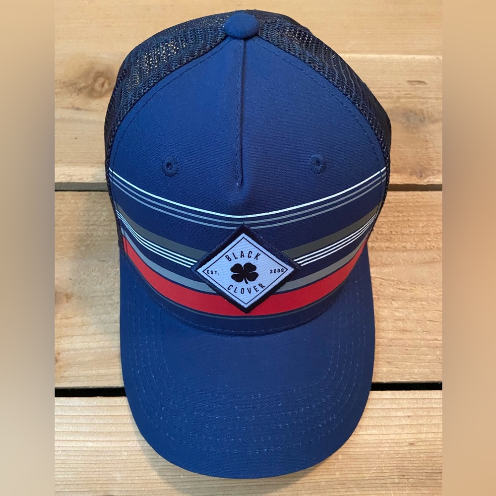 Black Clover Navy with Red Stripes Live Lucky SnapBack Cap